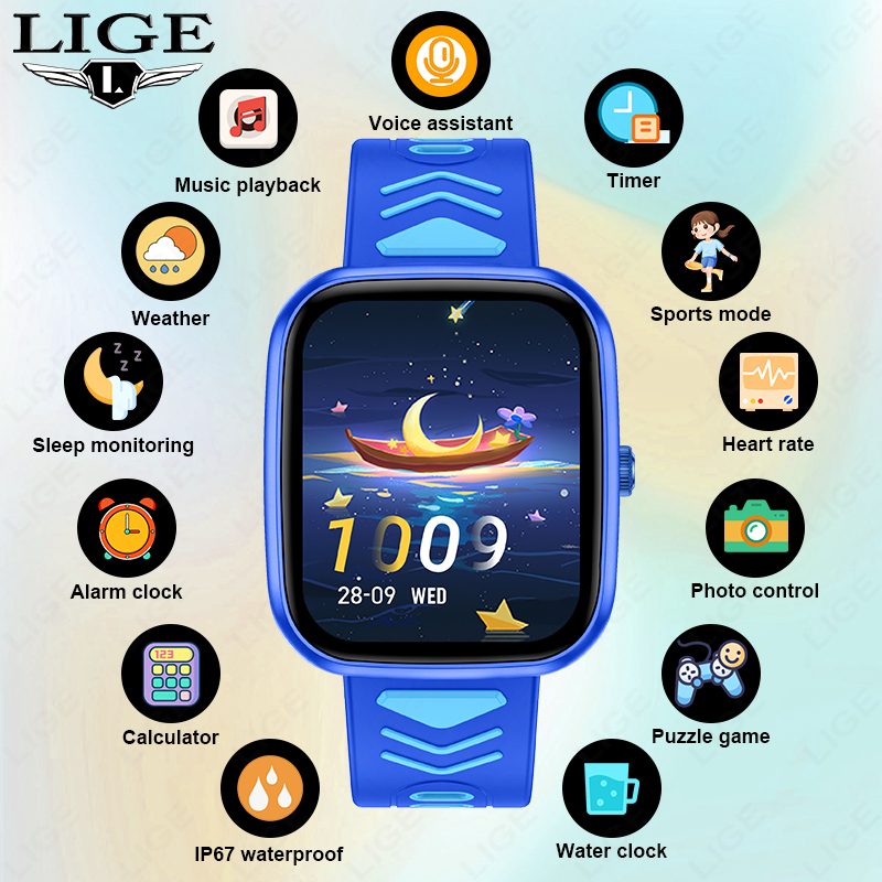 Smartwatch Watches Birthday Gift For Girls - Montre connectée pour enfants LIGE, étanche,