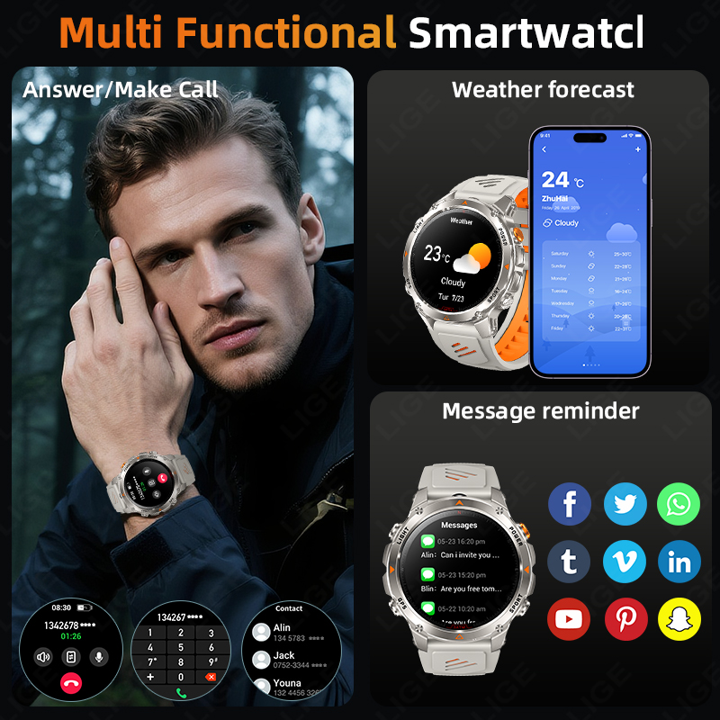 LIGE robuste GPS piste montre  - Smartwatch Watches Smart avis et prix